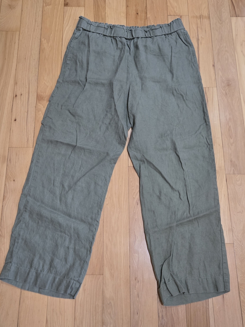 Talbots Sage Green 100% Linen Wide Leg Pants Petite Large